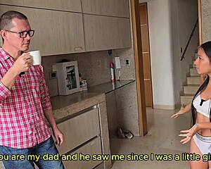 Stepbrother Fucks Stepsister Hard as Stepdad Catches Cumshot
