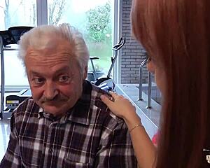 why resist watching old man fuck young redhead's tight pussy deep?