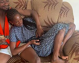 skinny ebony tattooed beauty moans in group bang with black colleagues