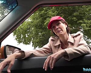 Shy waitress takes monster cock beyond the tip in public outdoor deepthroat doggystyle cumshot