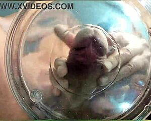 gilf gets slowmo cumshot in water from her friend's huge cock handjob finish