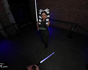 Ahsoka cosplay blows and rides Anakin's huge cock doggystyle pt 3