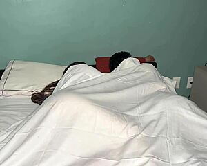 cheating on him right beside her husband in lingerie with deepthroat creampie