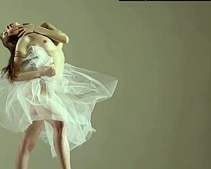 Blonde gymnast demonstrates impressive acrobatic stretches and poses