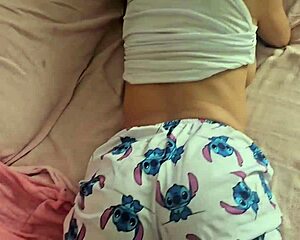 stepdad's huge cock catches me watching porn in sheer red then pounds me fully