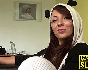 submissive uk brunette crystal gets hard fucked doggystyle by old pascal