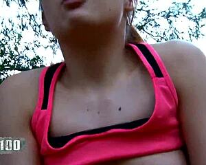 Petite Babe Sucks Cock After Outdoor Run