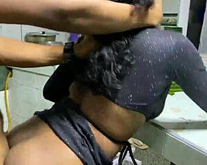 Brunette Colombian Latina teen cook gets bent over doggystyle hardcore fucked alone at home