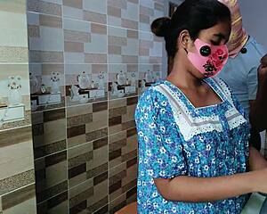 Desi housewife sneaks romantic kitchen fuck with boss daddy