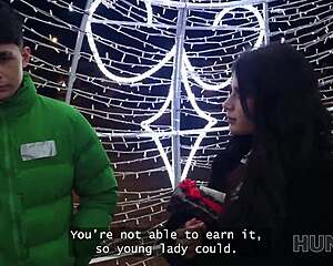 hunt4k babe strips then gets clothes ripped for big cock christmas pounding