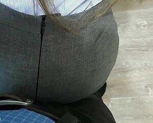 horny secretary slurps big dick boss cock right in the office