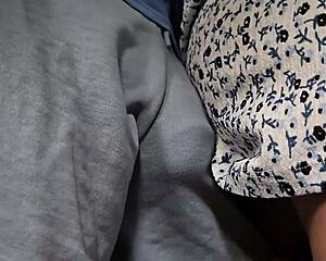 Stranger's throbbing penis grinds her juicy butt on shaky train