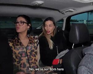 hey driver scores three hot asses on uber ride and somehow gets paid with anal from all
