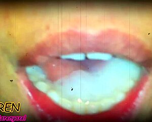 Karen Swallows Huge Cum Loads in Slow Motion Tongue Play