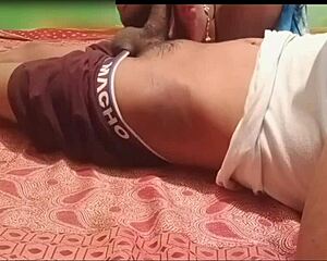 desi indian footjob with sexy legs stroking hard lund in outdoor taboo play