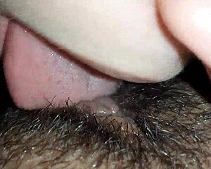 Her tongue dives deep into my wet hairy pussy close up sparking pure lesbian ecstasy