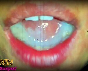 Karen Swallows Huge Cum Loads in Slow Motion Tongue Play