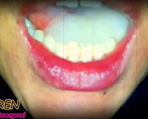 Karen Swallows Huge Cum Loads in Slow Motion Tongue Play