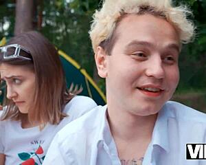 Overcome with horniness shy Russian teens lick asses rimjob style then fuck wildly in forest