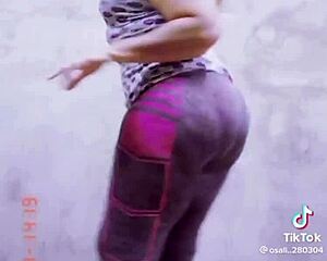 prostitute shows off her marked panties in casual style
