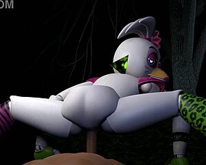 chica's riding dick naked fingering in forest