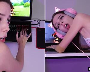 skinny teen gamer girl dominated roughly by roommate in dorm with doggystyle cumshot quickie