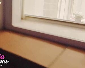 peep your chubby british neighbor showering her huge natural tits then fuck her