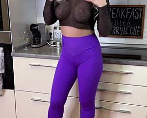 cherrycolle starts her day with a tasty breakfast wearing her favorite glasses and heels