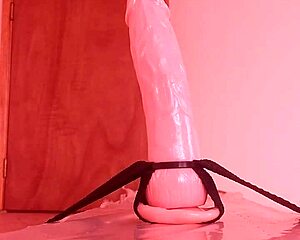 Argentinian babe rides huge anal dildo deep in her ass testing new toy for intense backdoor pleasure