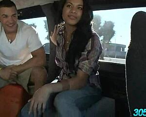Hot Dominican Babe's Long Hair Flies In Public Bus Fuck