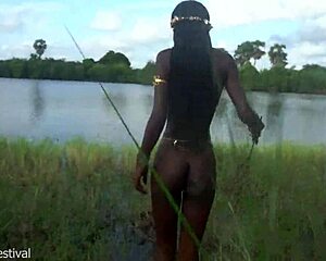 Skinny African Village Girl Walks Naked Craving Dick Outdoors