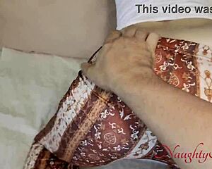 Step-Mom Gets Stuck Bent Over Bed In Leggings Needing Big Cock Help