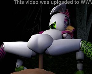 chica's riding dick naked fingering in forest
