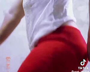 prostitute shows off her marked panties in casual style