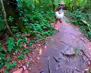 can i fuck these hot athletic blonde and brunette milfs flashing big tits in the woods?