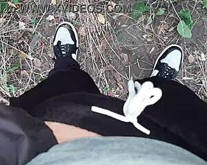 Who dares lesbian fingering orgasm in wild forest?