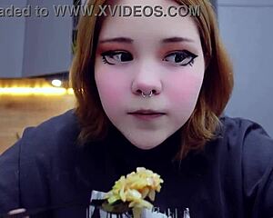 chubby cutie furiyssh gorges on food in hot mukbang