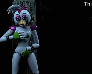 chica's riding dick naked fingering in forest