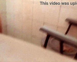 voyeur catches busty thick secretary wife showering upskirt in skirt