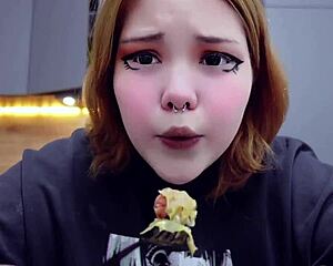 chubby cutie furiyssh gorges on food in hot mukbang