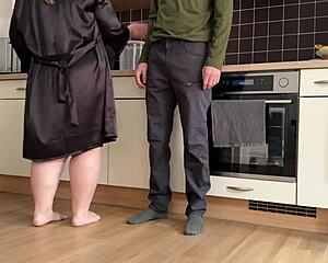Milf spreads buttocks peeing in standing doggy style