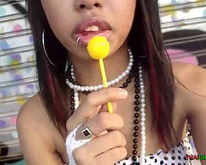 a young cute thai teen from bangkok street bar hooks up for short time sofa fun after interview