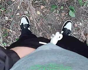 Who dares lesbian fingering orgasm in wild forest?