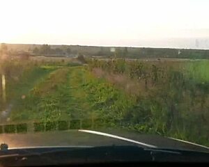 horny taxi driver bends blonde teen over car for doggystyle cumshot at sunset