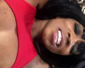Fresh ebony milf takes italian machine's interracial pussy pounding to cumshot climax!!