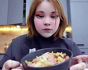 chubby cutie furiyssh gorges on food in hot mukbang