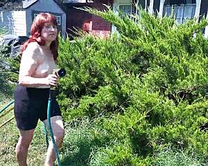 Steffi Waters Tends Her Lush Garden In Steamy Hotwife Redhead Outdoor Display
