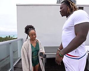 Ebony Mena Carlisle deepthroats stepbrother's massive bbc swallows every drop!