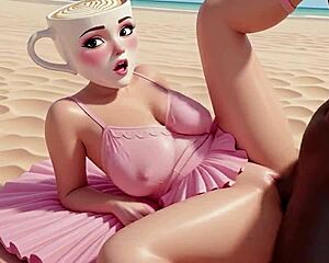 Ballerina Cappuccina double penetrated rough by huge black cocks in hentai anime