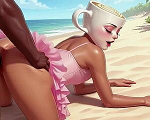Ballerina Cappuccina double penetrated rough by huge black cocks in hentai anime